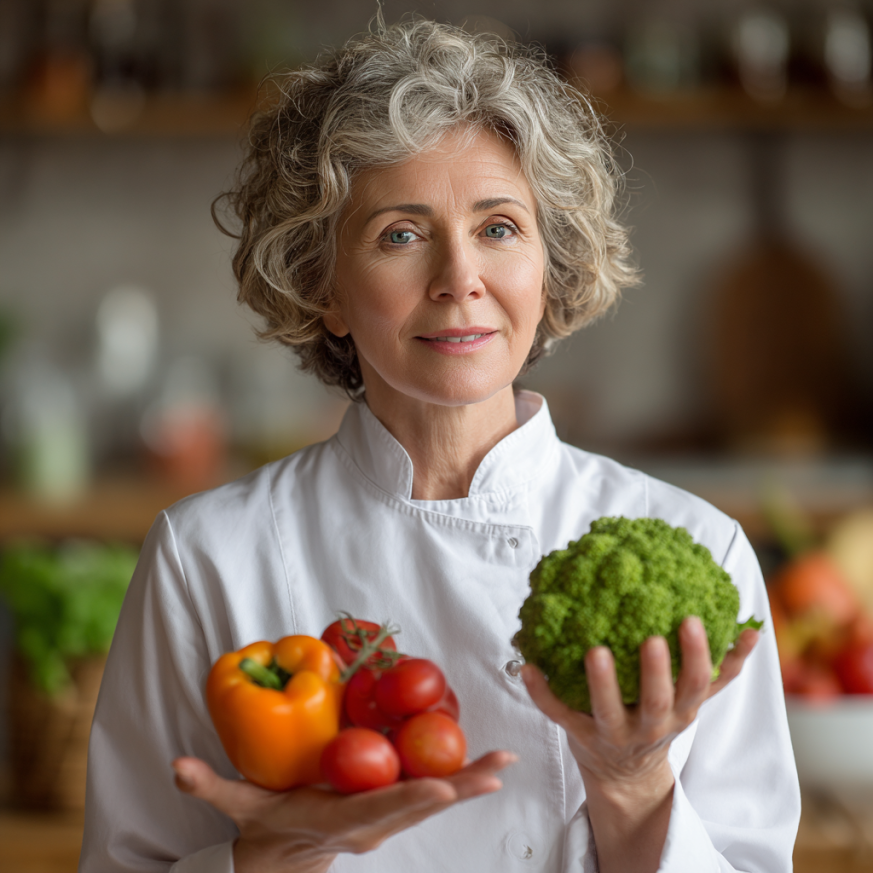 Літня пара готує здорову їжу